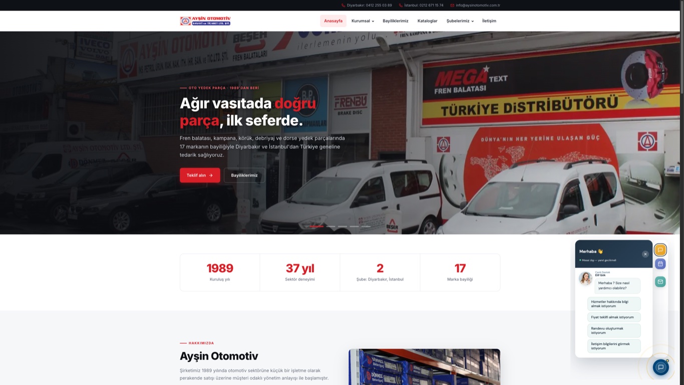 Ayşin Otomotiv — Kurumsal & Otomotiv Web Sitesi