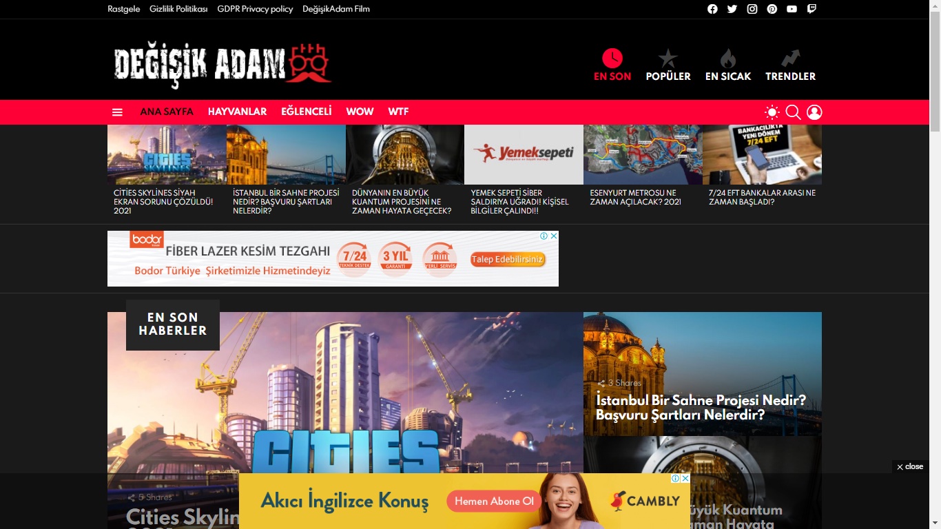 Değişik Adam V3 — Blog & Haber Sitesi